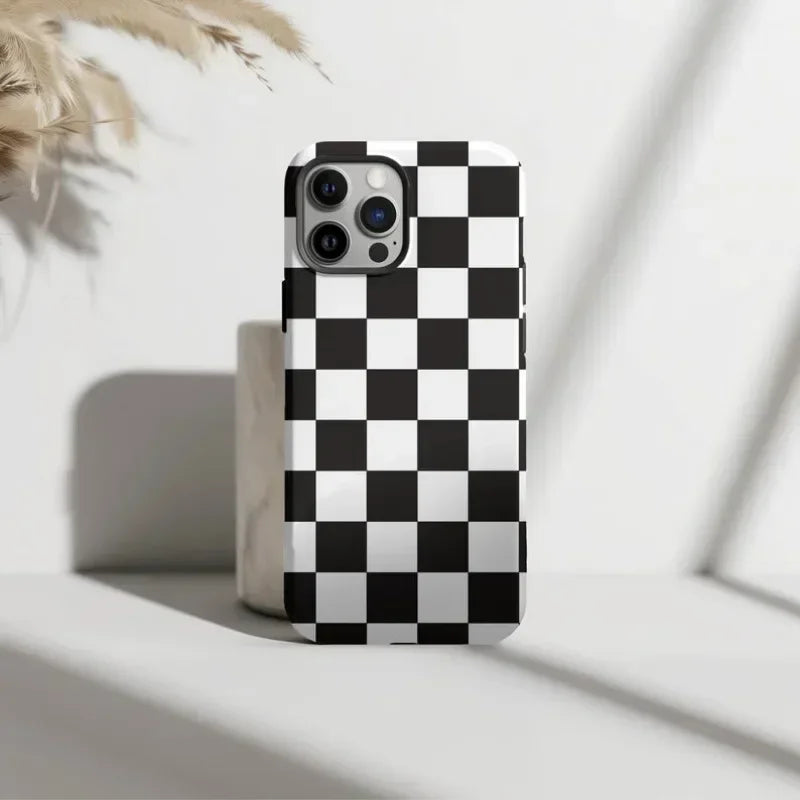 Monochrome Chic Phone Case-Black