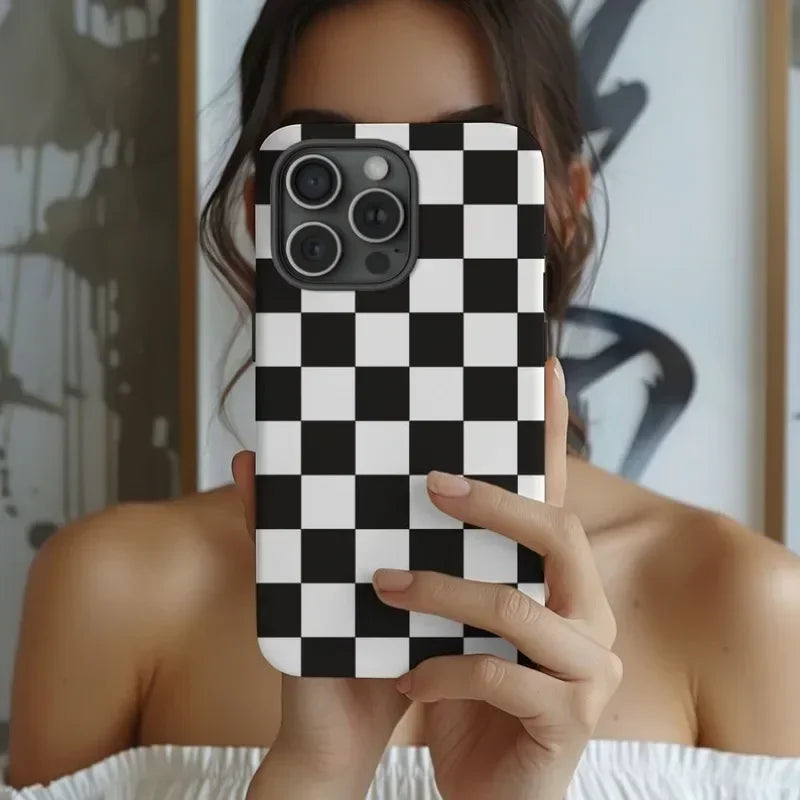 Monochrome Chic Phone Case-Black